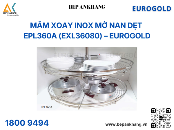 Mâm xoay inox mờ nan dẹt EPL360A (EXL36080) – Eurogold